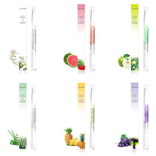 SULLMAR Cuticle Oil Pen Sweet Almond Nail Growth Serum and Repair Treatment Hydrating Oil for Dry Cuticles and Skin Cuticle Buddy Revitalize Nails with Radiant Nail Growth Oil (6pcs pens)