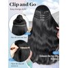 Isaic Clip in Hair Extensions, Dark Brown Hair Extensions Clip in Wavy Layered 16 inch 5PCS Synthetic Hair Extensions Invisible Lace Weft Thick Long Hairpiece for Women Daily Use