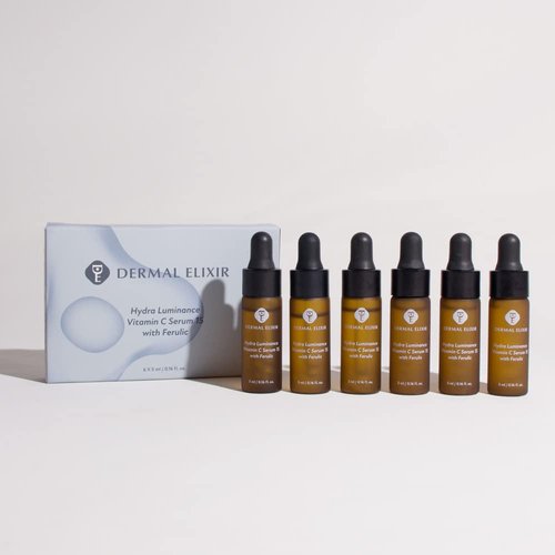 Dermal Elixir Hydra Luminance Vitamin C Serum 15 with Ferulic 5ML X 6 antioxidant protection, brightening skin tone, All skin tpye