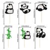 24Pcs Panda Cupcake Toppers Glitter Green Bamboo Cupcake Picks Cute Animal Bear Cake Decorations Baby Shower Kids Birthday Panda Theme Party Supplies