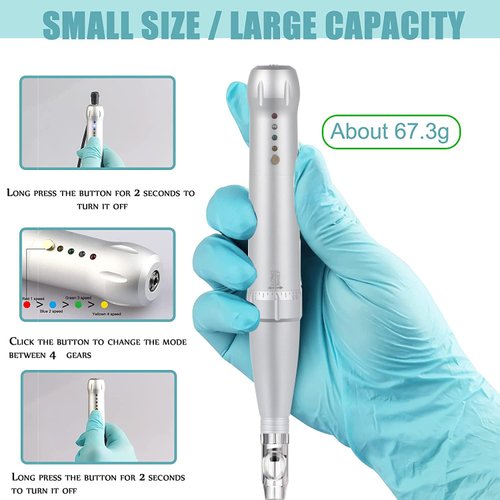 Permanent Eyebrow Makeup Tattoo Pen Kit for Eyebrow Lip Eyeliner Permanent Eyebrow Makeup Tattoo Machine With 15 pcs Cartridge Needles Microblading Supply Ombre Powder Brows(Permanent Kit) (Snow)