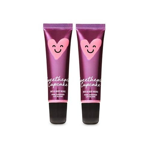 Bath and Body Works 2 Pack Sweetheart Cupcake Pink Shimmer Lip Gloss .47 Oz.