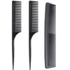 3 Pcs Rattail Carbon Fiber Comb Pintail Comb Teasing Comb Styling Comb and Cutting Comb Parting Comb for Home Salon Supplies