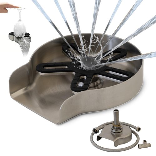Strictly Sinks Glass Rinser for Kitchen Sink - Stainless Steel Cup Washer For Sink - Anti Rust Sink Cup Rinser Washes Residue in Seconds, Easy to Install Kitchen Sink Accessories (Gold)