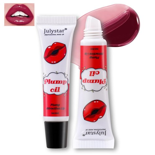 HOSAILY Plumping Lip Oil, Hydrating Mirror Lip Plumper lip Gloss with Chilli Extract, Long Lasting Waterproof Tinted Lip Balm, Moisturizing Smooth Glossy Finish Lip Glaze, Lip Care Makeup for Women 05
