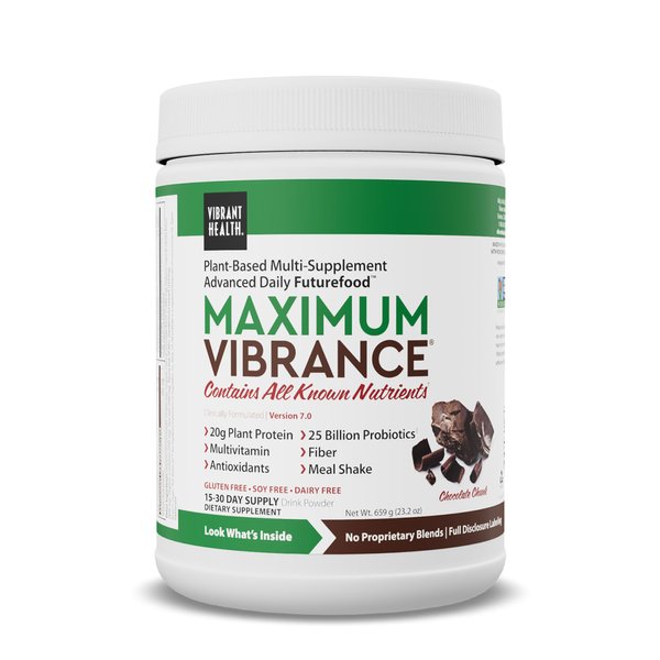 Vibrant Health, Maximum Vibrance, Complete Vegan Meal Shake with Plant-Based Protein, Chocolate Chunk, 15 Servings