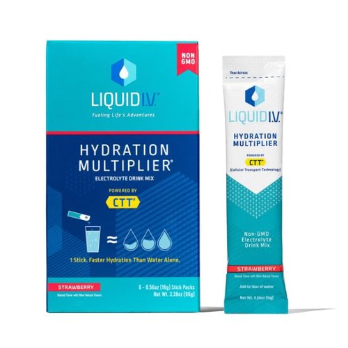 Liquid I.V. Strawberry Flavored Hydration Multiplier Electrolyte Drink Mix, 6 Counts, Non GMO, 3.39 Ounces (Pack of 1)
