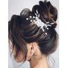 Latious Flower Bride Wedding Hair Comb Leaf Bridal Side Comb Sparkly Crystal Hair Piece Pearl Hair Accessorie for Women and Girls (Silver)