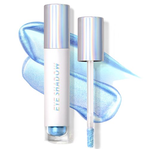Noerrors Holographic Glitter Eyeshadow Liquid Multichrome Chameleon Metallic Eye Shadow Shimmer Sparkle Highlighter for Eye Brightener Iridescent Shimmer Chrome Eye Makeup #Light Blue