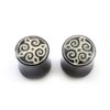 BodyJewelryOnline Unisex Organic Horn Ear Plugs, Tunnel Earrings, Piercing Stretchers, Hypoallergenic Supplies, 0G, Black, Mandala Design