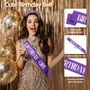 Birthday Sash Birthday Crown for Women, Birthday Girl Sash, Birthday Girl Crown, Purple Birthday Sash and Crown Rhinestone Headband Set, Happy Birthday Girl Princess Tiara Sash Accessories Gifts