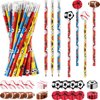 Chivao 36 Set Sports Pencils and Erasers for Boys Girls Baseball Soccer Football Basketball Sports Pencils and Erasers Caps Pencils Toppers for School Students Birthday Party Favors Supplies