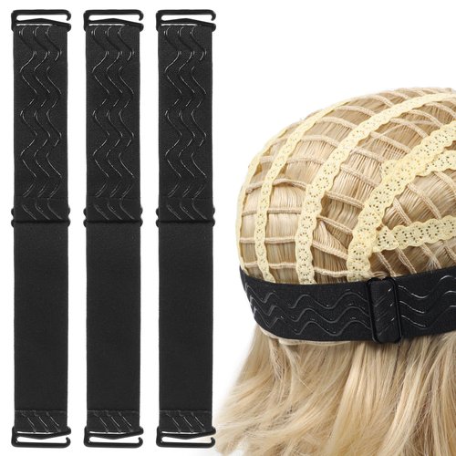 Tyqour 4 Pcs Silicone Wig Grip Band with Buckles, Wig Strap to Secure Wig for Glueless Wig Making Adjustable Wig Bands No Slip, Elastic Band for Wigs, Wig Accessories for Women
