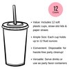 Dinosaur Birthday Cups, Kids Party Supplies, Birthday Favor Cups, Plastic Disposable Cups, Lids and Straws, Set of 12
