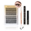Mayhug DIY Lash Extensions Kit Individual Lashes Kit Lashes Wispy Natural 280pcs DIY Lash Extension Kit Wispy Lashes D Curl 8-15Mix Lash Clusters with Bond Seal Remover Tweezers(30D+40D Kit-4Pack)