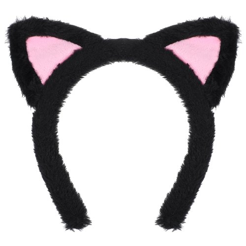 Cat Ear Headbands For Women Black Furry Cat Ears Headband Plush Soft Cute Washing Face Head Band For Women Girls Makeup Hair Headbands For Adult Halloween Cosplay Washing Face Spa And Parties