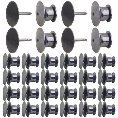Aylifu 30pcs 10 mm Brass Blank Pins Tie Tacks with 30pcs 10 mm Locking Pin Backs Pin Keepers Locking Clasp for DIY Craft Brooches Name Tags Jewelry Making Supplies, Gun Black