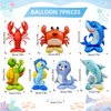 7 Pcs Sea Animal Balloons - Standing Sea Turtle Seahorse Dolphin Shark Crab Lobster Sea Lion Foil Balloons Sea Creature Ocean Balloons for Under The Sea Ocean Themed Party Decorations