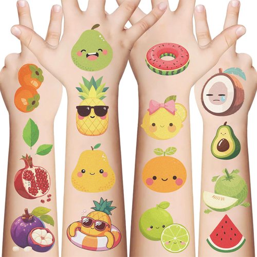 10 Sheets Fruits Temporary Tattoo Stickers for Kids,Birthday Party Favors,Fruit Party Decoration Sticker Gifts for Girl Boys Home Activity Class Prizes Carnival Christmas Rewards
