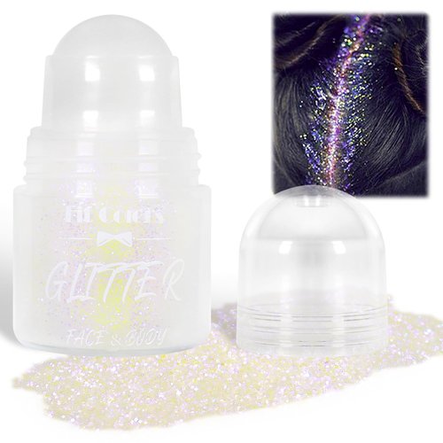 Yosca Body Glitter Gel, Iridescent Roll-on Face Glitter for Body Face Hair Makeup, Hair Glitter Sequins for Christmas Halloween Concert Mermaid Party Theme Makeup Rave Accessories - Sparkling Purple