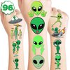 8 Sheets (96PCS) Alien Tattoos Temporary Outer Space Themed Birthday Party Decorations Party Supplies Favors Tattoo Stickers for Kids Boys Girls Gifts Classroom School Prizes Rewards