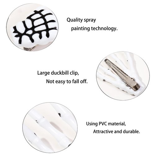 2pcs Small Hand Bone Hair Clips - Halloween Small Hair Claw Clips for Hair, Exquisite Ghost Claw Hand Design Acrylic Claw Clips, Strong Grip Hair Clip Hair Accessories for Halloween Decor