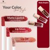 Phoenix Beauty Lip Trio: Smudge-Proof Long Stay Matte Lipstick, Vibrant Lip Gloss & Hydrating Lip Oil; Jojoba Oil + Vitamin E; Holiday Gift; Premium Lip Care & Color Set; Deep Red (Ruby Empire)