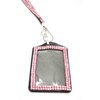 Pink Crystal Lanyard w/ Vertical Rhinestone Lined Badge Holder