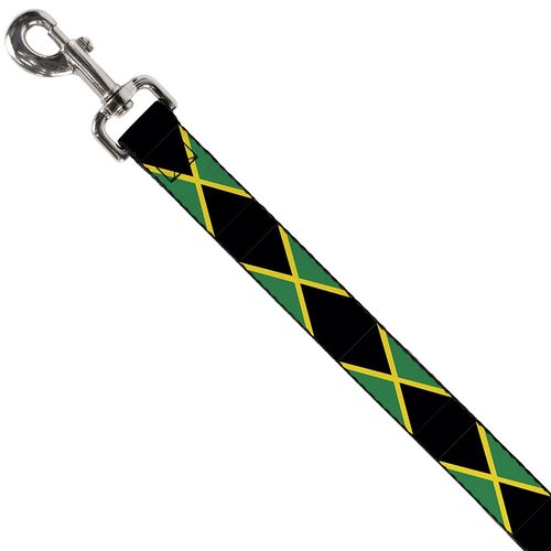 Dog Leash Jamaica Flags 6 Feet Long 1.0 Inch Wide