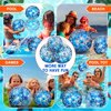 Lewtemi 12 Pcs 24 Inch 16 Inch Inflatable Glitter Beach Balls Clear Confetti Swimming Balls Jumbo Pool Balls for Outdoor(Blue)