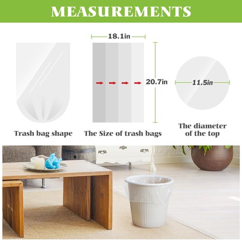 3 Gallon 220 Counts Strong Trash Bags Garbage Bags by Teivio, Bin Liners, for home office kitchen, Clear
