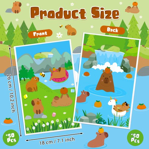 ArianQicult 50Pcs Capybara Party Favor Bags, Cute Capybara Patterns Party Gift Bags, Capybara Candy Treat Bags, Capybara Themed Party Decoration for Kids Birthday Animals Themed Party Supplies