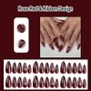 ANDGING Red Press on Nails Almond Short Medium Acrylic Fake Nails Glue on Nails with Ribbon Design Full Cover Women False Nails with Glue Gel Stick on Nails for Wedding Birthday 24Pcs