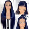 MITIMES 13x6 Dark Blue Straight HD Lace Front Wig Pre-Plucked Glueless Long Straight Blue Lace Front Wigs Synthetic Wear and Go Lace Front Wigs