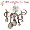 JSLZF Bird Chew Toy for Parrot Durable Conure Scoop and Colorful Cardboard Bagel Toy Cockatiel Stainless Steel Spoon Ring Toy Parrot Cage Hanging Toy for Lovebirds, Parakeet