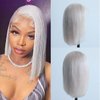 Aprilhair Pre-plucked #60 White Platinum Blonde Bob Lace Front Wigs Straight Glueless 130% Density Short Cut Brazilian Virgin Human Hair Full And Thick Free Part (#60, 10 Inch)