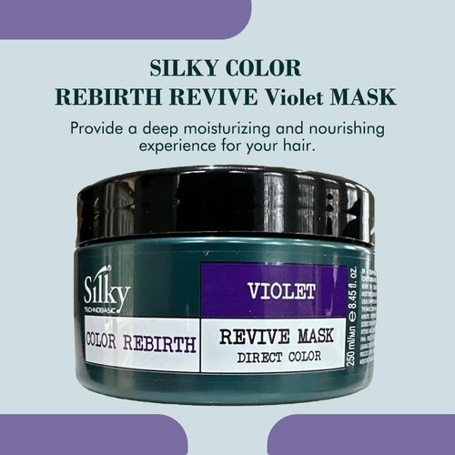 SILKY Technobasic Violet Revive Mask - Color Depositing Hair Mask - Vegan Friendly Organic Hair Mask - Semi-Permanent Hair Color Mask with Hydrating and Restoring Action for Dry Hair - 250ml/8.45oz