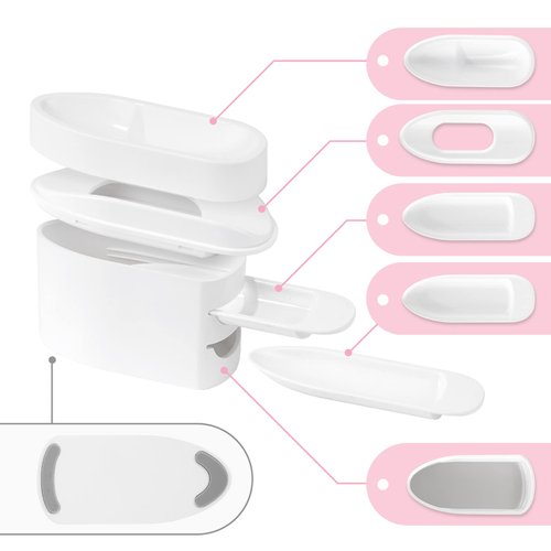 2-in-1 Dip Powder Recycling Tray System & French Tip Mold Dip Nail Tray - Nail Powder Glitter Rhinestones Pearls Saver Holder Storage Container Recycling Tool - French Smile Line Making Mold - White