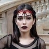 GORTIN Gothic Headpiece Black Vampire Head Chain Halloween Headbands Cystal Head Jewelry Cross Pendant Headpiece Masquerade Cosplay Headress for Witcher Makeup Ball Party for Women