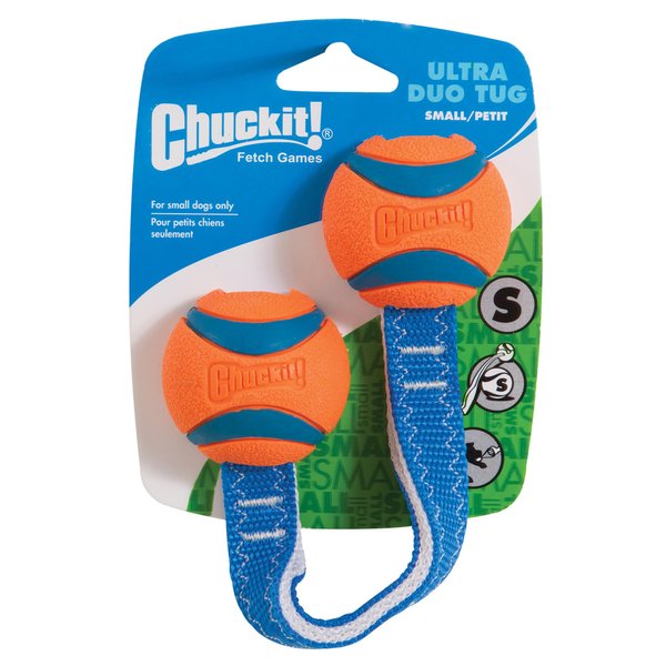 Chuckit! Ultra Duo Tug Dog Toy, Small Indoor and Outdoor Dog Ball for Dogs 0-20 Pounds