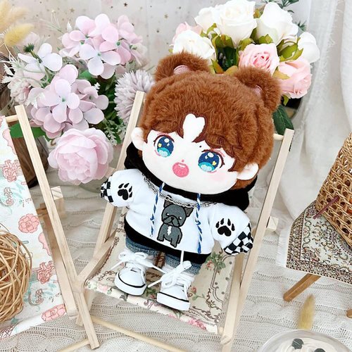 niannyyhouse 20cm Doll Clothes Loose Bulldog Hoodie Flanging Jeans Accessories Kpop Doll Dressup (White+Blue)
