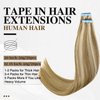 LADY MIRANDA 14 Inch Tape in Hair Extensions Human Hair 40g/20pcs Blonde Hair Extensions Soft Hair Extensions Real Human Hair Invisible Tape in Hair Extensions (9A/60, 14 Inch)
