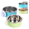 Tfwadmx Crate Dog Bowl Cat Removable Stainless Steel Food and Water Feeder Hanging Cage Bowls Coop Cup with Cleaning Set for Pet Puppy Bird Rat Guinea Pig Ferret Bunny Rabbit 2Pcs