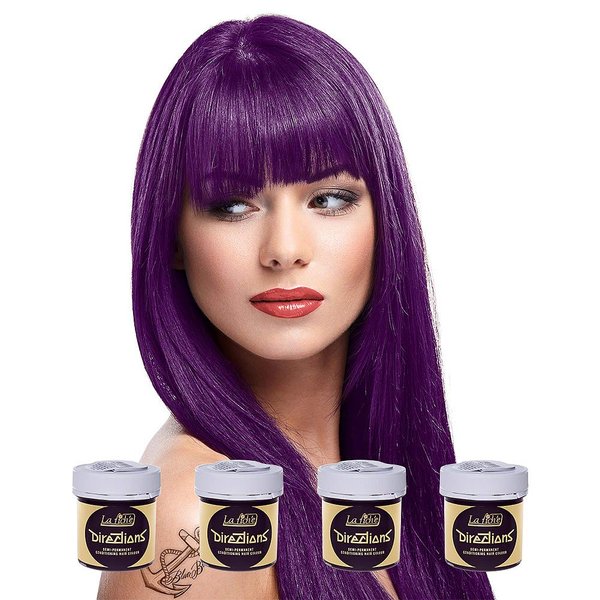 4 X La Riche Directions Semi-Permanent Hair Color 88ml Tubs - Plum