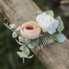 Fangsen Silver Wedding White Rose Hair Comb Ivory Flower Hair Accessory for bridals and bridesmaids
