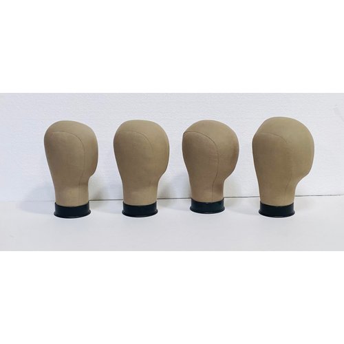 Set of 4 VO Canvas Cork Wig Head Blocks for Creative Wig Styling Circumference 20", 21", 22", 23" Height 11.5"