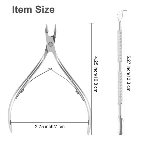 Metal Nail Cuticle Trimmer with Cuticle Pusher and Cutter, 2 Pcs Professional Cuticle Remover Tool Kit, Cuticle Cutter Set, Cuticle Nippers, Cuticle Clippers for Women, Manicure Pedicure Tool YLYL