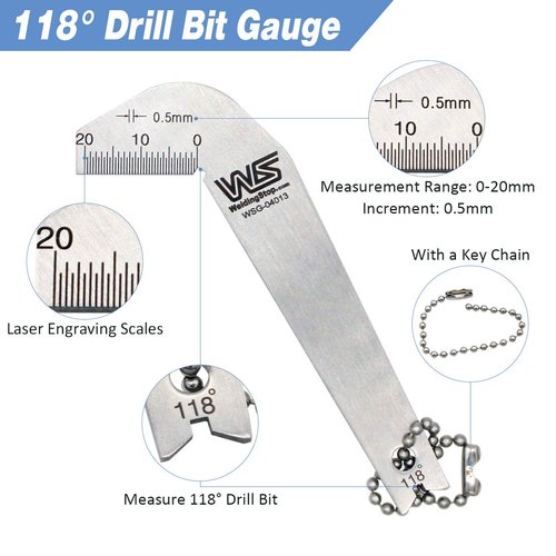 Drill Bits Gage 118 Degree Angle Drill Sharping Tools