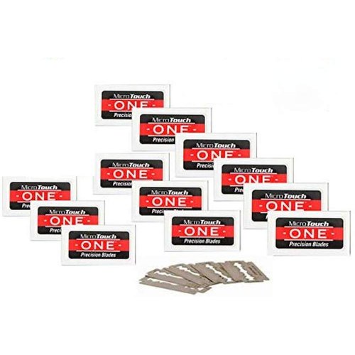 72 Premium MicroTouch ONE Nostalgic Precision Double Edge Razor Blades - Platinum Stainless Blades Work with Any Safety Razor
