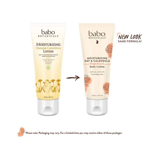 Babo Botanicals Moisturizing Oat & Calendula Body Lotion - For Dry or Sensitive Skin - For all ages - Vegan - Lightly Scented - 2-Pack